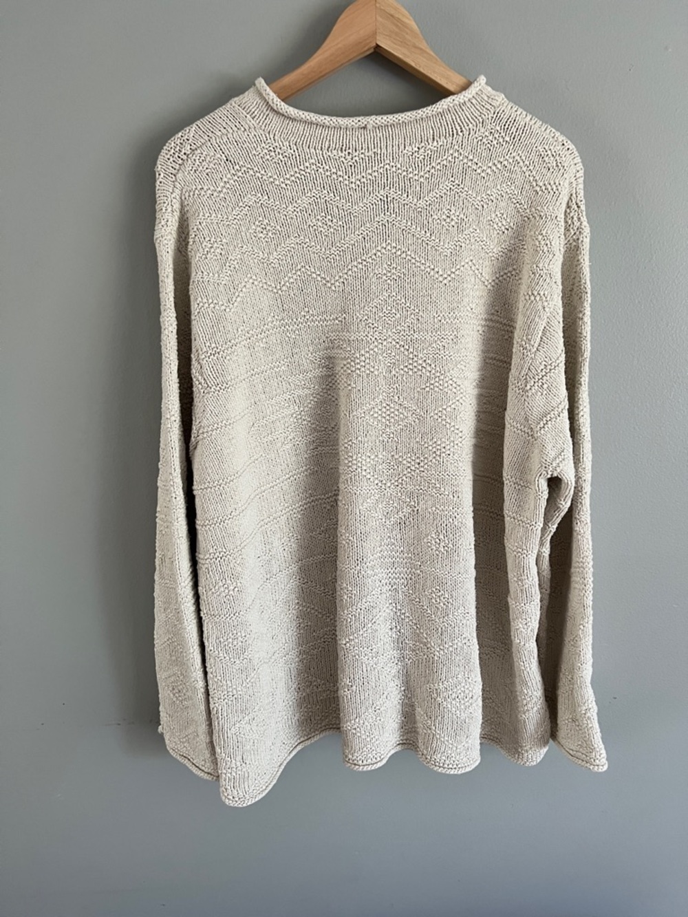 Lauren Ralph Lauren Hand Knit Cream Textured Crewneck Sweater oversized 3X - Picture 3 of 7